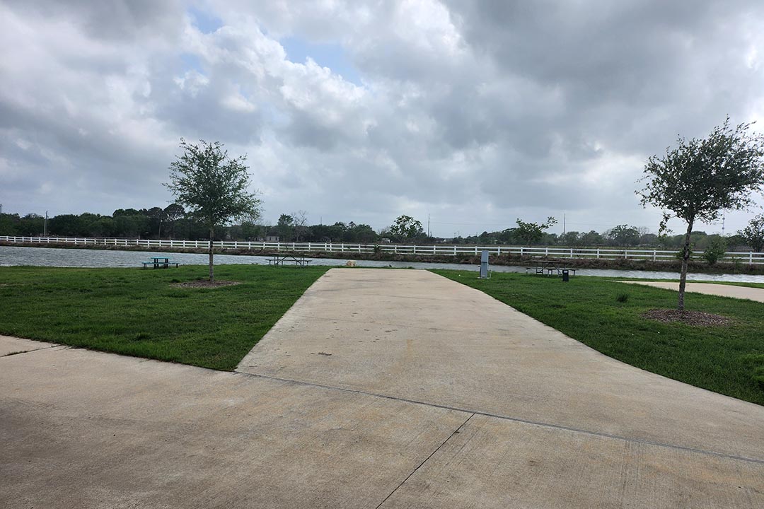 Deluxe back in concrete RV site